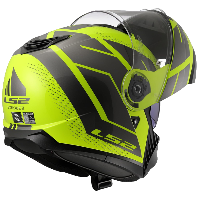 LS2 FF908 Strobe II Code H-V Yellow Grey – Flip-Up Commuter Helmet ECE 22.06 P/J