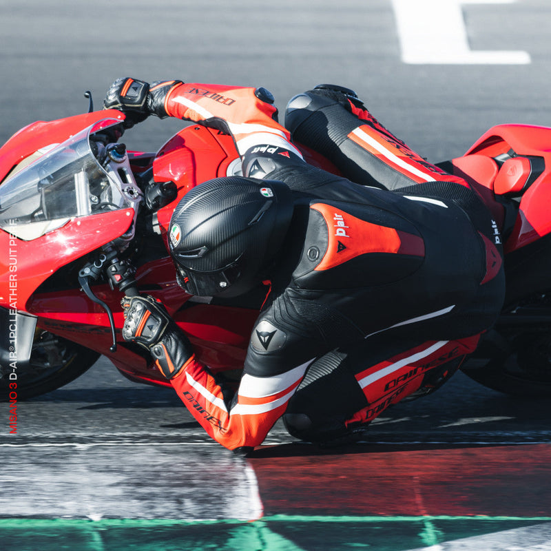 Dainese Misano 3 Perf. D-AIR® men's one-piece leather race suit in red