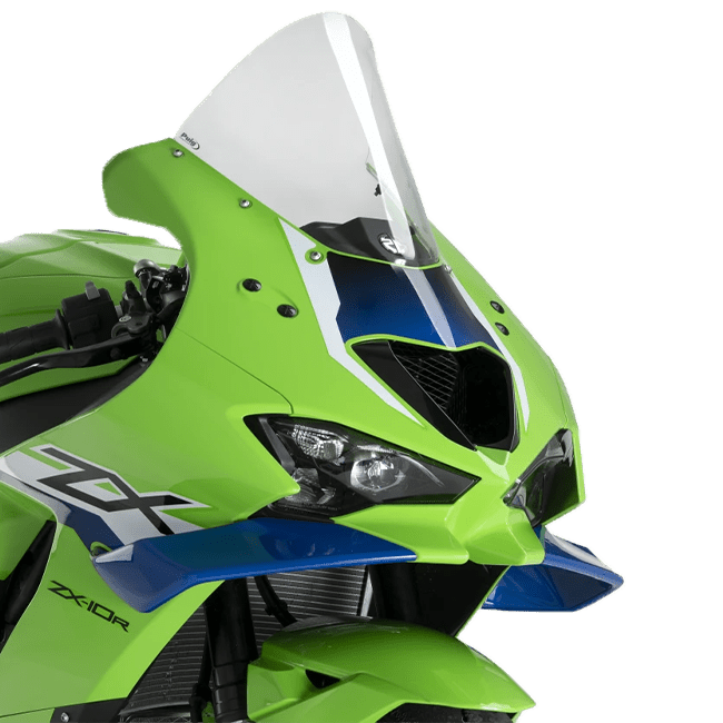 Puig R-Racer windshield for Kawasaki ZX-10 R/RR 2026 in clear PMMA acrylic
