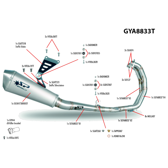 Spark Exhaust Konix Racing Full System Ø60 Stainless Collector Yamaha R3 / YZF-R3 (2015-2026) GYA8856T