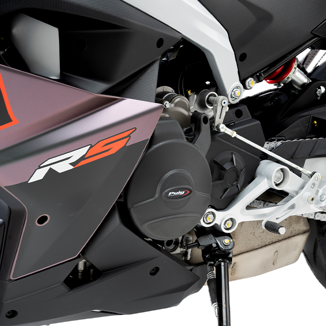Puig engine cover protector complete set in black for Aprilia RS 457 2024-2025