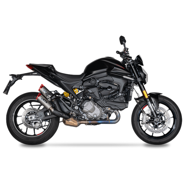 Spark Exhaust Dyno Slip-On Titanium Red Anodised End Caps Ducati Monster 937 GDU0839TOMR