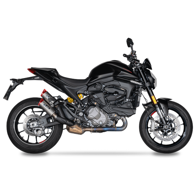 Spark Exhaust Dyno Slip-On Titanium Red Anodised End Caps Ducati Monster 937 GDU0839TOMR
