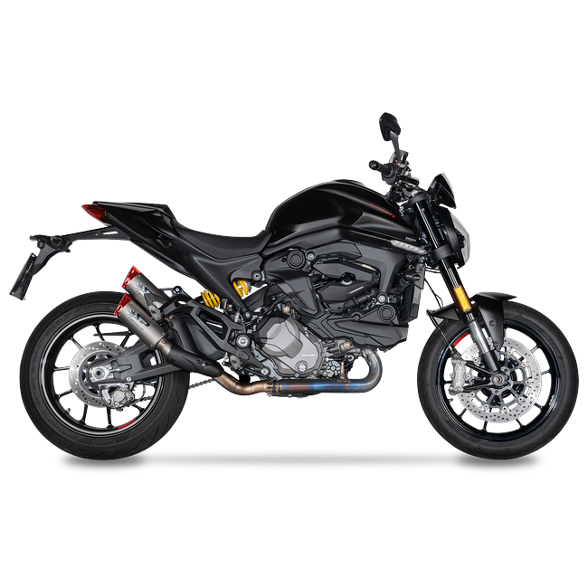 Spark Exhaust Dyno Slip-On Titanium Red Anodised End Caps Ducati Monster 937 GDU0839TOMR