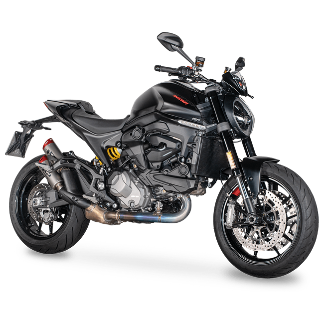 Spark Exhaust Dyno Slip-On Titanium Red Anodised End Caps Ducati Monster 937 GDU0839TOMR