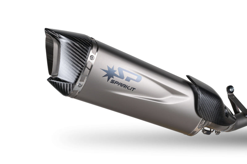 Spark Exhaust Force Evo stainless full system with titanium silencer on Aprilia RS 660