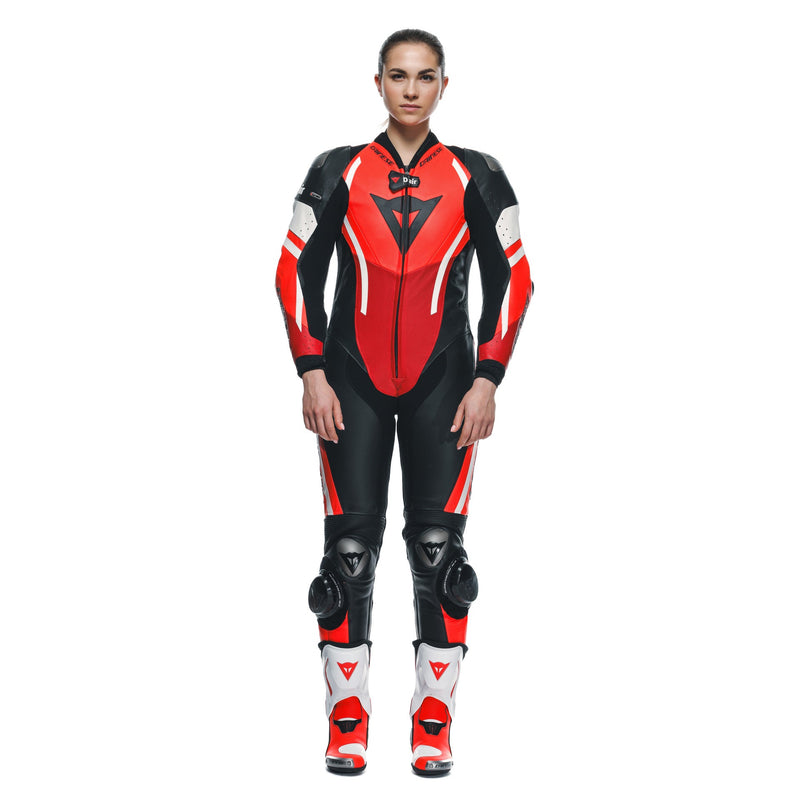Dainese Misano 3 Lady D-AIR perforated one-piece leather race suit in red