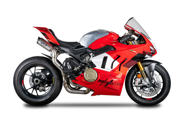 Spark GDU8842DYNO stainless steel half-system with titanium DYNO silencers on Ducati Panigale V4