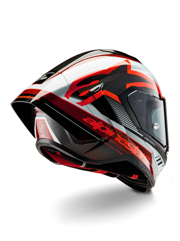 Alpinestars Supertech R10 Team full-face helmet in gloss carbon red and white