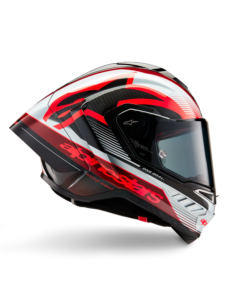 Alpinestars Supertech R10 Team full-face helmet in gloss carbon red and white