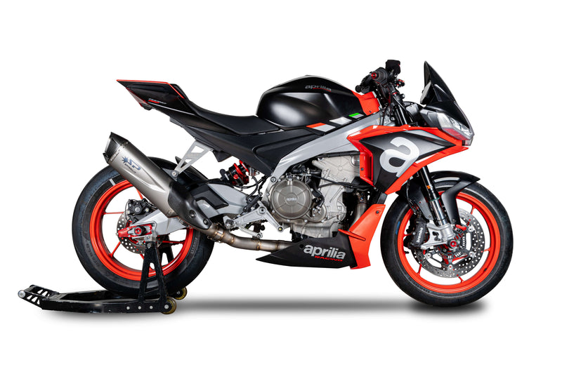 Spark Exhaust Force Evo full titanium system with carbon end cap for Aprilia RS 660