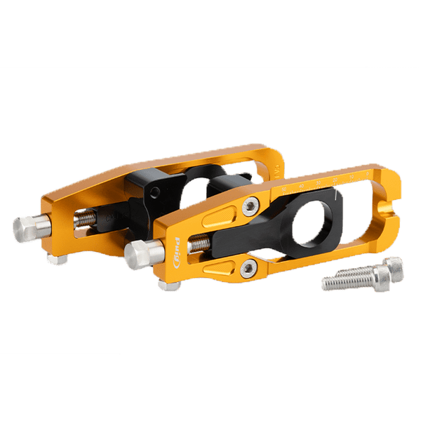 Puig CNC aluminium chain tensioners for Kawasaki ZX-6R 2024-2025, colour-anodised finish