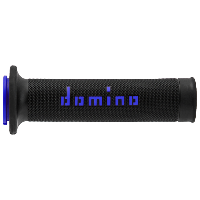 Domino A010 racing grips in black, dual-compound TPR, universal handlebar fitment