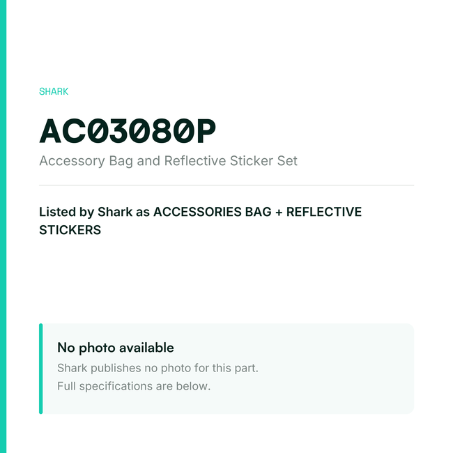 Shark Accessory Bag and Reflective Sticker Set – AC03080P — placeholder, no manufacturer photo available