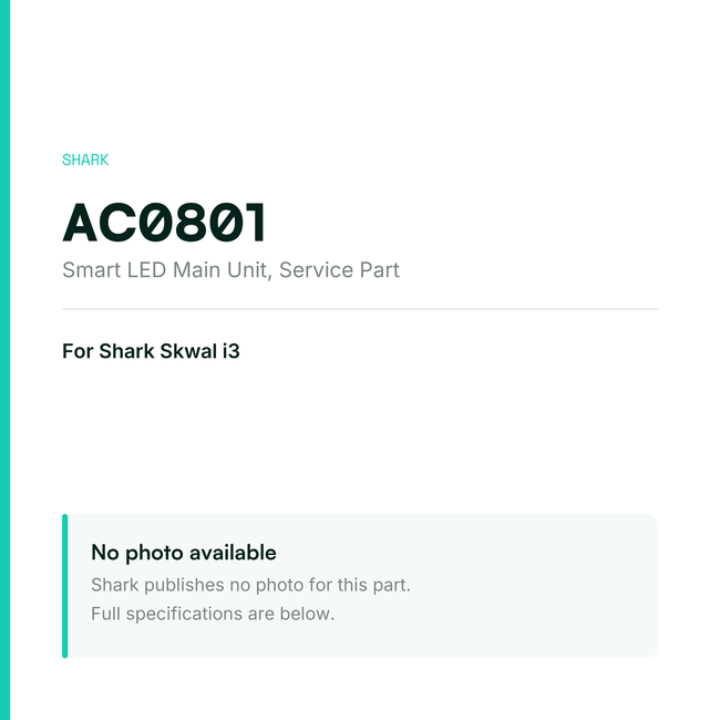 Shark Smart LED Main Unit for Skwal i3 – Service Part – AC0801 — placeholder, no manufacturer photo available
