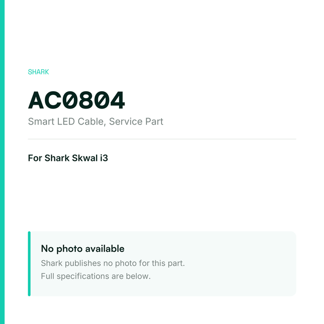 Shark Smart LED Cable for Skwal i3 – Service Part – AC0804 — placeholder, no manufacturer photo available