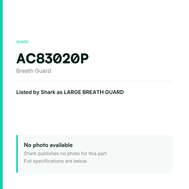 Shark Breath Guard – AC83020P — placeholder, no manufacturer photo available