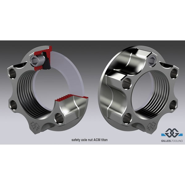 Gilles ACM titanium axle nut, cutaway illustration