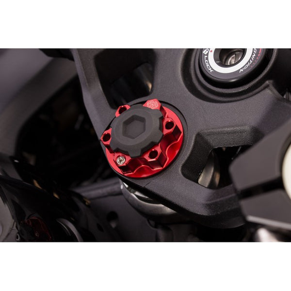 Gilles ACMA steering stem nut fitted to a motorcycle