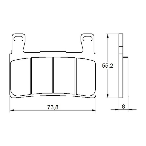 Accossato brake pads AGPA105 for Honda CB1100, dimension drawing