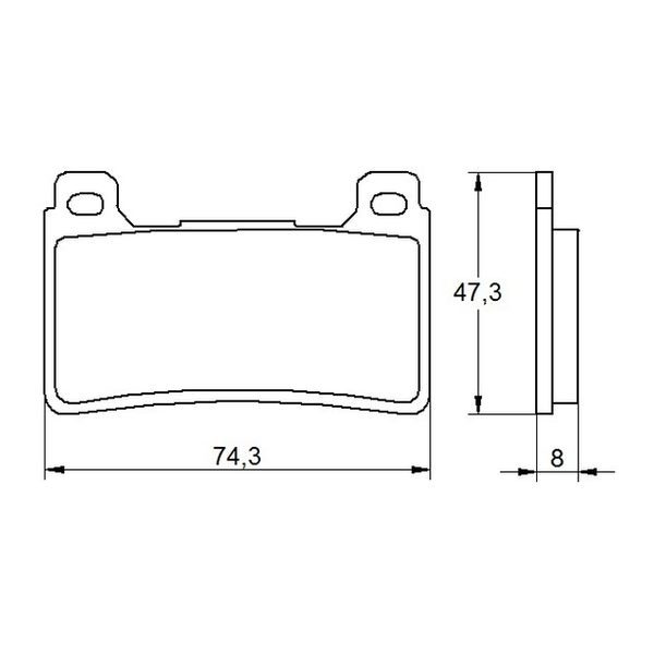 Accossato brake pads AGPA108 for Honda VFR800X Crossrunner, dimension drawing
