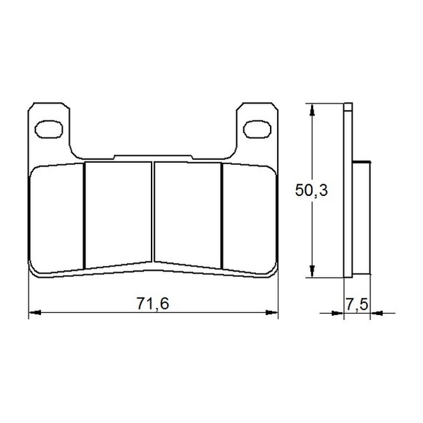 Accossato brake pads AGPA109 for Suzuki DL1050 V-STROM, dimension drawing