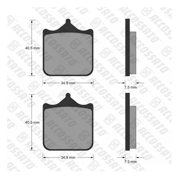 Accossato brake pads AGPA112 for Benelli LEONCINO 500, dimension drawing