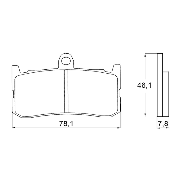 Accossato brake pads AGPA138 for Triumph Daytona 675, dimension drawing