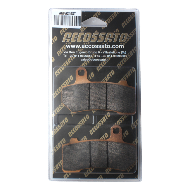 Accossato front and rear brake pads AGPA219ST, sintered (st) compound, for Harley Davidson CVO ROAD GLIDE LIMITED