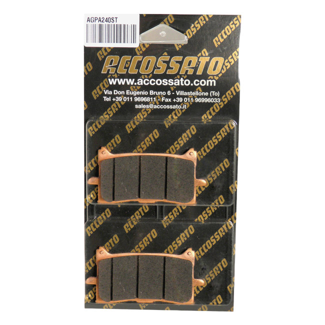 Accossato front brake pads AGPA240ST, sintered (st) compound, for Honda CB1000 HORNET