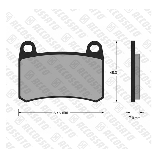 Accossato brake pads AGPA270 for Benelli LEONCINO 250, dimension drawing