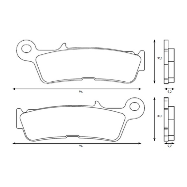 Accossato brake pads AGPA288 for Yamaha WR450F, dimension drawing
