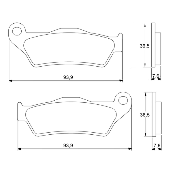 Accossato brake pads AGPA29 for BMW R NINET, dimension drawing