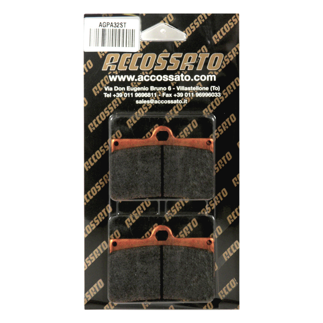 Accossato front brake pads AGPA32ST, sintered (st) compound, for Aprilia RS4 50