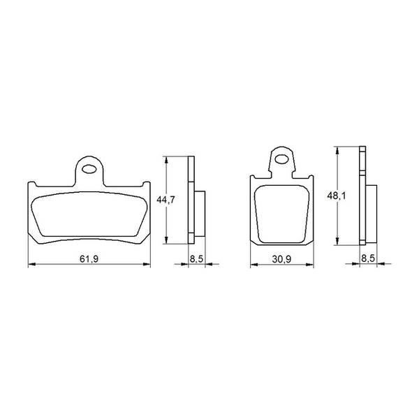 Accossato brake pads AGPA36 for Yamaha V-MAX, dimension drawing