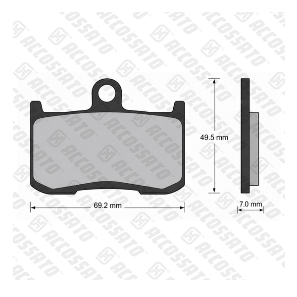 Accossato brake pads AGPA38 for Triumph TIGER SPORT 1050, dimension drawing