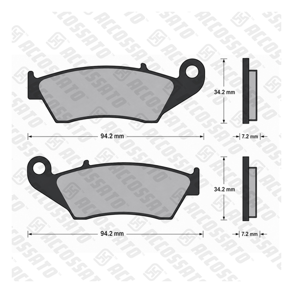 Accossato brake pads AGPA51 for Beta RR 430 4T, dimension drawing