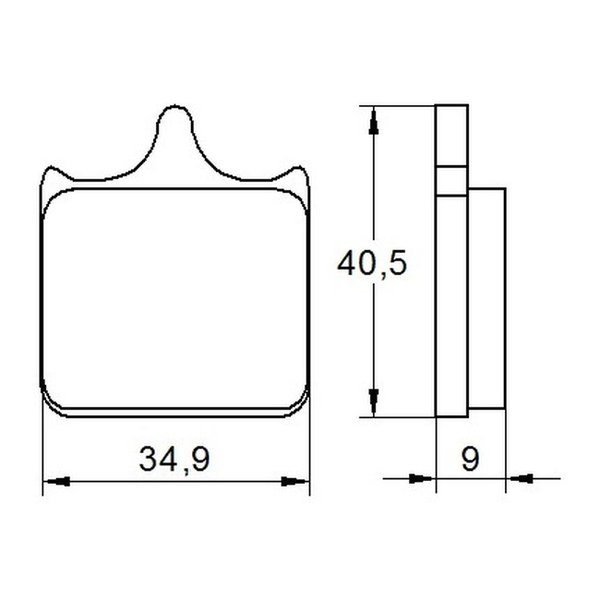 Accossato brake pads AGPA55 for BMW S1000RR, dimension drawing