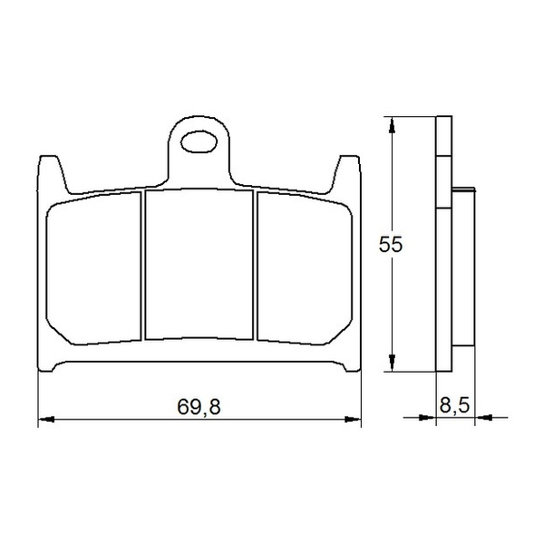 Accossato brake pads AGPA58 for Triumph THUNDERBIRD, dimension drawing