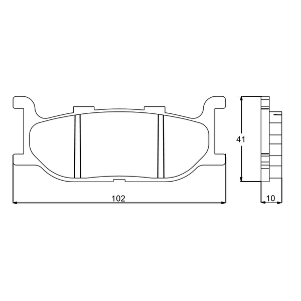 Accossato brake pads AGPA71 for Yamaha SCR950, dimension drawing