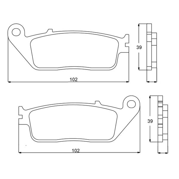 Accossato brake pads AGPA72 for Yamaha WR 250 X, dimension drawing