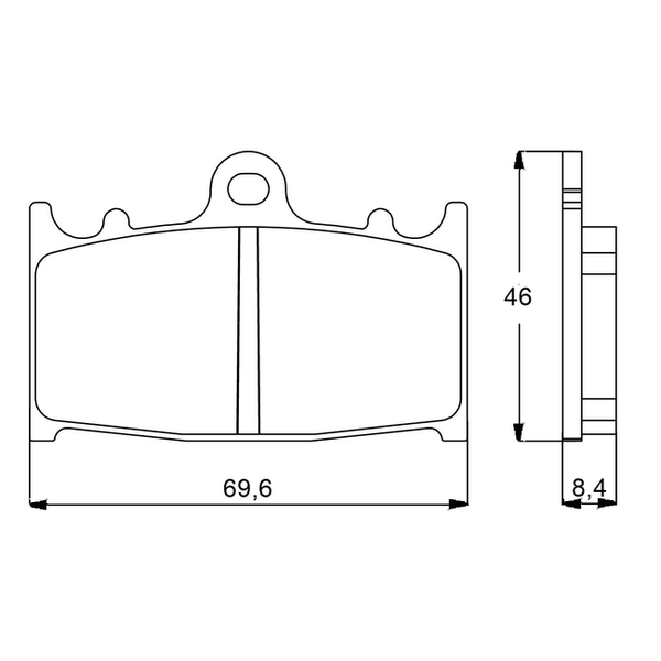Accossato brake pads AGPA75 for Suzuki GSF1250 BANDIT, dimension drawing