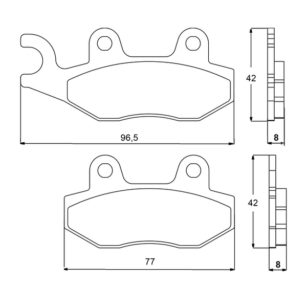 Accossato brake pads AGPA76 for Triumph SPEED TRIPLE 1050, dimension drawing