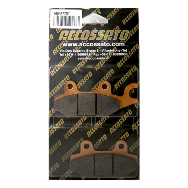 Accossato front and rear brake pads AGPA77, sintered (st) compound, for Kawasaki Ninja 250