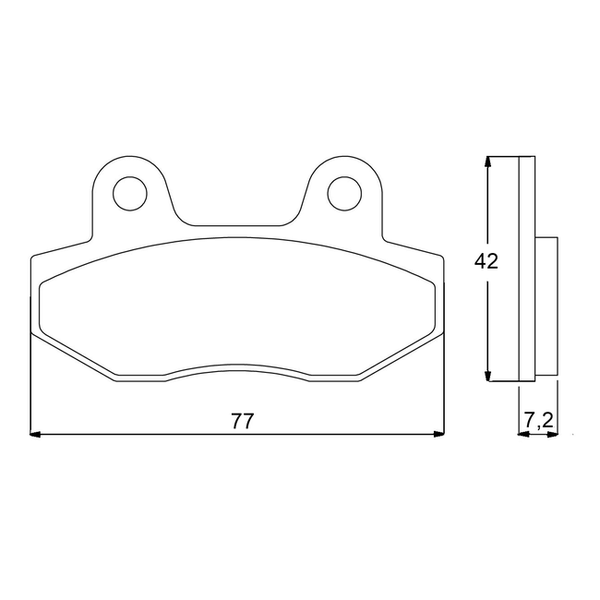 Accossato brake pads AGPA79 for Hyosung GT125R, dimension drawing