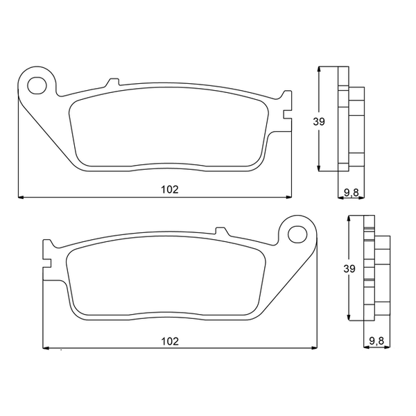 Accossato brake pads AGPA81 for Honda NC750S, dimension drawing