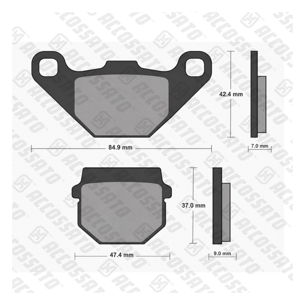 Accossato brake pads AGPA82 for Aprilia RS4 125, dimension drawing