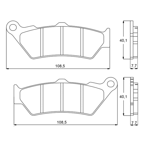 Accossato brake pads AGPA92 for BMW K1600 GT, dimension drawing