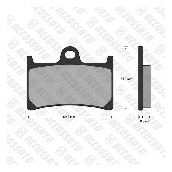 Accossato brake pads AGPA97 for Yamaha MT-07, dimension drawing