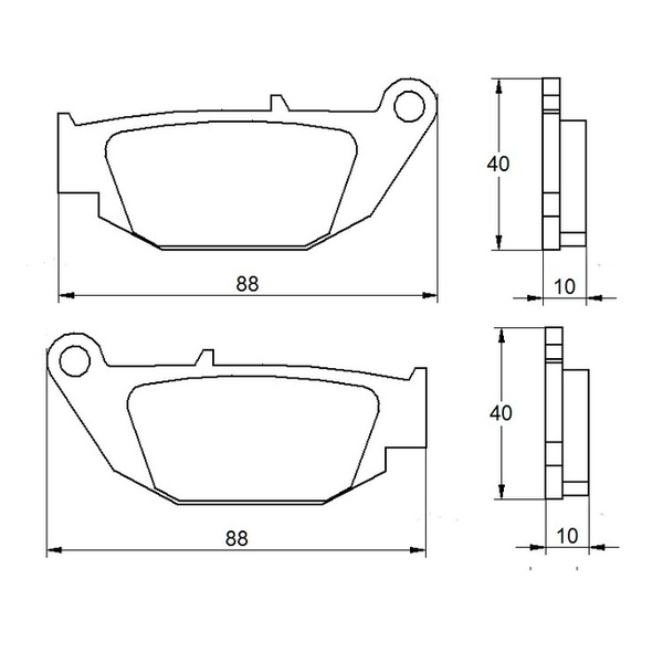 Accossato brake pads AGPP181 for CFMOTO 450 SR, dimension drawing